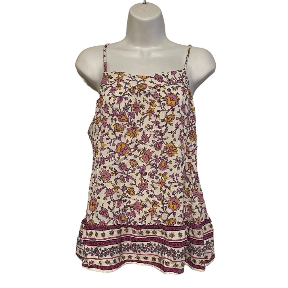 Old navy women’s Purple Yellow Fit Flare Adj Strap blouse Summer Top